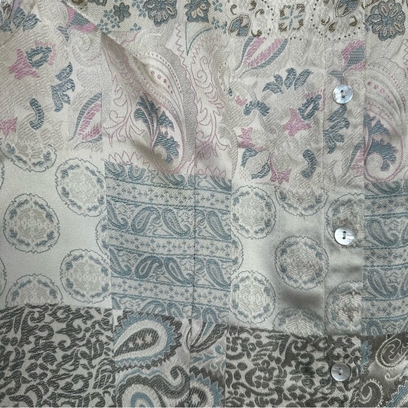 Coldwater Creek Satin Vest Size Large Ivory Patchwork Paisley Cottagecore Boho‎ - Picture 4 of 7